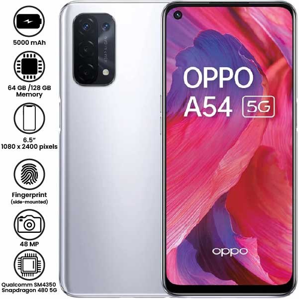 Oppo A54 5G smartphone, available at Mobitel UK